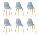 Lot De 6 Chaises Scandinaves Grises - Ela