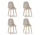 Lot De 4 Chaises Scandinaves Tissu Beige - Ela