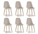 Lot De 6 Chaises Scandinaves Tissu Beige - Ela