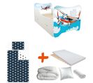 Pack Complet Lit Avion : Sommier + Tiroir + Matelas Et Parure + Couette + Oreiller