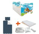 Pack Complet Lit Hélicoptère : Sommier + Tiroir + Matelas Et Parure + Couette + Oreiller