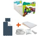 Pack Complet Lit Train : Sommier + Tiroir De Rangement + Matelas + Parure + Couette + Oreiller