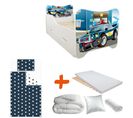 Pack Complet Lit Police : Sommier + Tiroir + Matelas Et Parure + Couette + Oreiller