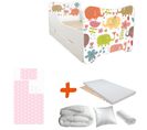 Pack Complet Lit Eléphants : Sommier + Tiroir + Matelas Et Parure + Couette + Oreiller