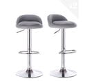 Lot 2 Tabourets De Bar-cuisine Simili Pivotant Hauteur Réglable Pied Chrome SATI  (gris)