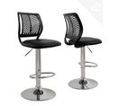 Lot 2 Chaises De Bar Dossier Assise Simili Rembourré Pivotant Hauteur Réglable SAWA (noir Blanc)