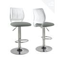 Lot 2 Chaises De Bar Dossier Assise Simili Rembourré Pivotant Hauteur Réglable SAWA (blanc Gris)