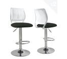 Lot 2 Chaises De Bar Dossier Assise Simili Rembourré Pivotant Hauteur Réglable SAWA (blanc Noir)