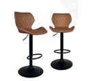 Lot 2 Chaises De Bar Tabouret Design Simili Vintage Pivotant Hauteur Réglable FADO (noir Marron)