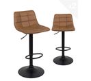 Lot 2 Tabourets De Bar Design Matelassé Rembourré Pivotants Hauteur Réglable SID (noir Marron)