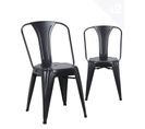 Lot 2 chaises industrielles empilables métal bistrot rétro vintage BROOK (noir)