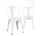 Lot 2 chaises industrielles empilables métal bistrot rétro vintage BROOK (blanc)