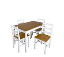 Ensemble Table Cuisine Bois Massif 108x65cm 4 Chaises Bois Massif NIL (blanc Miel)