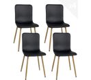 Lot 4 Chaises De Salle à Manger Siège Simili Noir Rembourré Pieds Métal Ton Bois Clair POLI (noir)