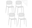 Lot 4 Chaises De Cuisine Empilables Plastique Souple ABY (blanc)