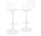 Lot 2 Tabourets De Bar Design Coussin Simili Pivotant Hauteur Réglable SIG (blanc Intégral)