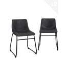 Lot 2 Chaises Industrielles Siège Rembourré Simili Effet Vintage Pieds Métal HELIO 47 (noir Gris)