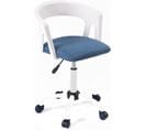 Chaise Bureau Roulettes Accoudoirs Assise Rembourée Hauteur Réglable Pivotant AYA (blanc-bleu)