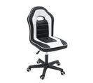 Chaise Bureau Gamer Enfant Simili Rembourré Hauteur Réglable Pivotant Roulettes BAM (noir-blanc)