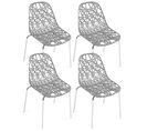 Lot 4 Chaises De Cuisine Design Siège Dentelle Nid D'abeille Pieds Chrome IKO (gris)