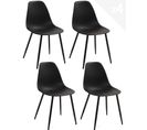 Lot 4 Chaises De Cuisine Design Siège Plastique Souple Pieds Métal NOVA (noir)