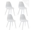 Lot 4 Chaises De Cuisine Design Siège Plastique Souple Pieds Métal NOVA (blanc)