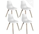 Lot 4 Chaises Scandinaves De Cuisine Siège Plastique Souple Pieds Bois Clair OVA (blanche)