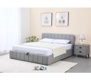 Lit coffre 140x190cm avec sommier AVIA en tissu gris