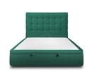 Lit Coffre 200x200cm Avec Tête De Lit Capitonnee Velours Vert - Hauteur Totale : 39cm