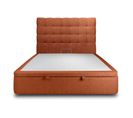 Lit Coffre 200x200cm Avec Tête De Lit Capitonnee Bouclette Terracotta - Hauteur Totale : 39cm