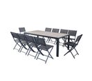 Ensemble Table Aluminium Effet Bois Et 10 Chaises Lagos