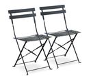 Lot De 2 Chaises De Jardin Pliables - Emilia Anthracite - Acier Thermolaqué