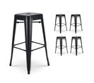 Lot de 4 tabourets de bar en métal noir mat style industriel  - Hauteur 76cm