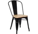 Lot De 4 Chaises Noires En Métal Et Bois Clair Style Industriel Factory En Métal Noir Mat