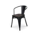 Chaise En Métal Noir Mat Style Idustriel Et Assise Bois Foncé