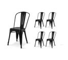 Lot De 4 Chaisess En Métal Noir Brillant Style Industriel