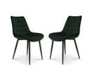 Lot De 2 Chaises Vertes Style Scandinave Avec Assise En Tissu Rembourré Et Pieds En Métal Noir