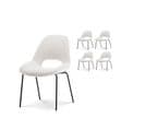 Lot De 4 Chaises De Salle à Manger En Tissu Beige Lucas Aspect Bouclette