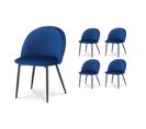 Lot De 4 Chaises De Salle À Manger Isalys En Tissu Velours Bleu Foncé