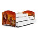 Lit Enfant Happy 80x160 Le Roi Lion Blanc Livré Avec Sommiers, Tiroir Et Matelas En Mousse De 7cm