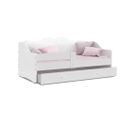 Lit Enfant Lily 80x160 Blanc Livré Avec Sommiers, Tiroir Et Matelas En Mousse De 7cm