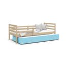 Lit Gigogne Milo 90x190 Pin - Bleu Livré Avec Sommiers, Tiroir Et Matelas En Mousse De 7cm