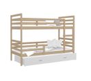 Lit Superposé Milo 90x190 Pin - Blanc Livré Avec Sommiers, Tiroir Et Matelas En Mousse De 7cm