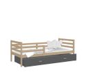 Lit Enfant Milo 90x190 Pin - Gris Livré Avec Sommiers, Tiroir Et Matelas En Mousse De 7cm