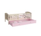 Lit Gigogne Teo 90x190 Pin - Rose Livré Avec Sommiers, Tiroir Et Matelas En Mousse De 7cm