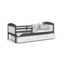 Lit Enfant Matis 90x190  ( Sans Matelas ) Gris - Blanc Livré Avec Le Sommiers Et Tiroir.