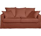 Canapé Lin 3 Pl Sofia 177 Cm Fixe Tissu Terracotta 100% Déhoussable – Fab France