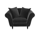 Fauteuil Xl Alba 130 Cm Velours Noir - 100% Déhoussable - Fab. France