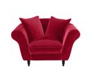 Fauteuil Xl Alba 130 Cm Velours Rouge - 100% Déhoussable - Fab. France