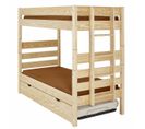 Pack Lit Superposé Haut Avec Sommier Gigogne Et Matelas Aniba   Bois Naturel 90x200 Cm